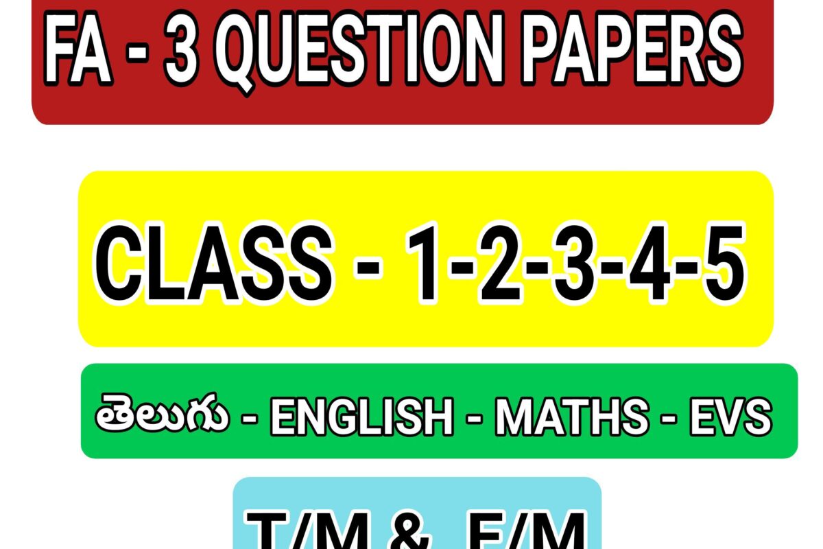 DOWNLOAD FORMATIVE ASSESSMENT FA 3 QUESTION PAPERS CLASS 1 2 3 4 5