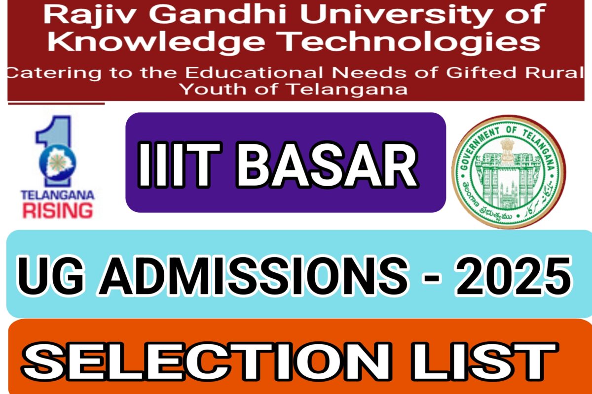 IIIT BASAR RGUKT UG ADMISSIONS 2025 SELECTION LIST